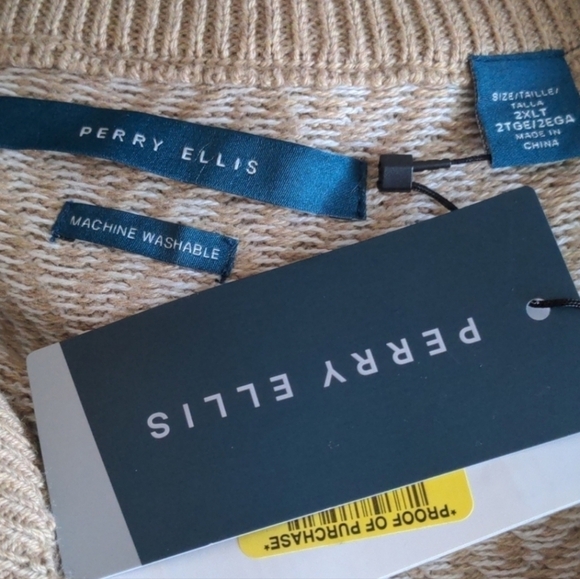 Perry Ellis Tan and White 1/4 Zip Pullover Jacket size 2XL Tall - Picture 5 of 7